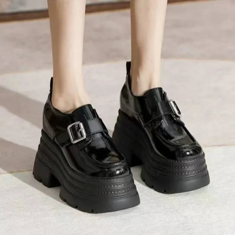 Ladies Shoes 2025 High Quality Buckle Strap Women's High Heels Fashion Round Toe Dress Pumps Women Hot Sale Solid Platform Heels