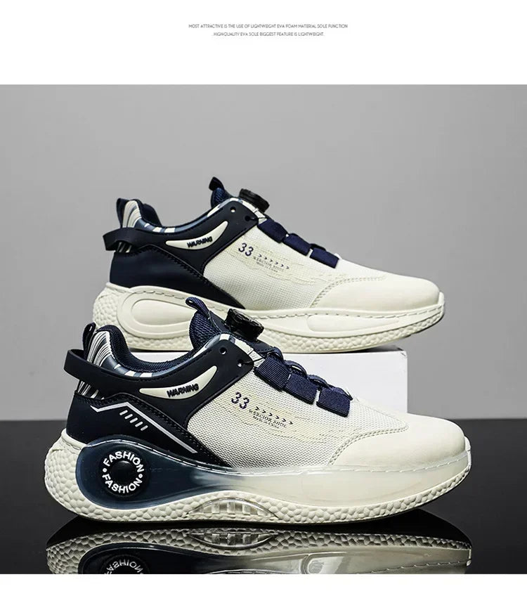 LATV Mens Sneakers with Rotating Buckle Comfy Non Slip Lace up Durable Shoes for Mens Outdoor Activities