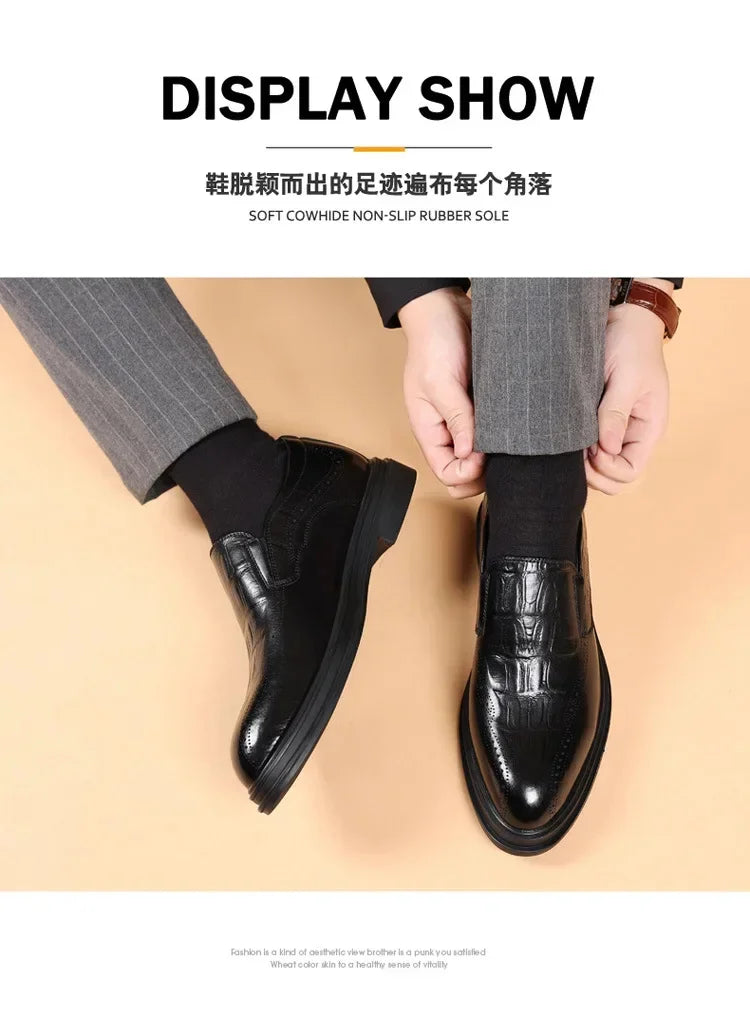 Leather Shoes for Men Wedding Formal Oxfords Business Casual Office Work Shoes for Men Classic Luxury Pointy Men's Dress Shoes