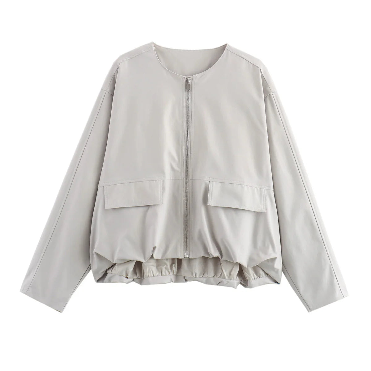 2025 Autumn Fashion Pocket Windbreaker Jackets Women Loose Crewneck Chic Outerwear Coat Female Short Jacket Mujer Clothes