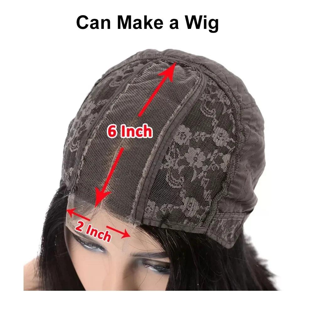 2x6 Lace Closure 100% Human Hair Transparent Lace Frontal For Black Women Brazilian Hair Pre-Plucked Middle Part Lace Closure