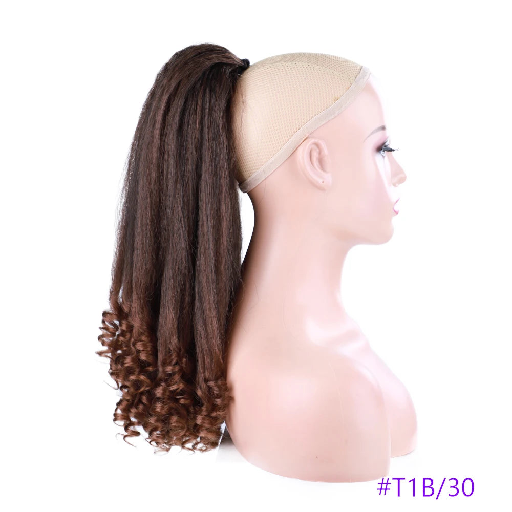 Synthetic Long Curly End Ponytail Extension Synthetic Draw-string Ponytail Clip-In Hair Extension For Women Natural Looking