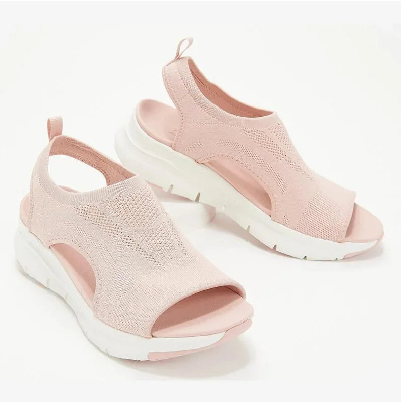 2022 Summer Women Sandals Solid Color Mesh Wedge Shoes Hollow Out Casual Ladies Open Toe Slip-on Platform Female Sandalias Mujer