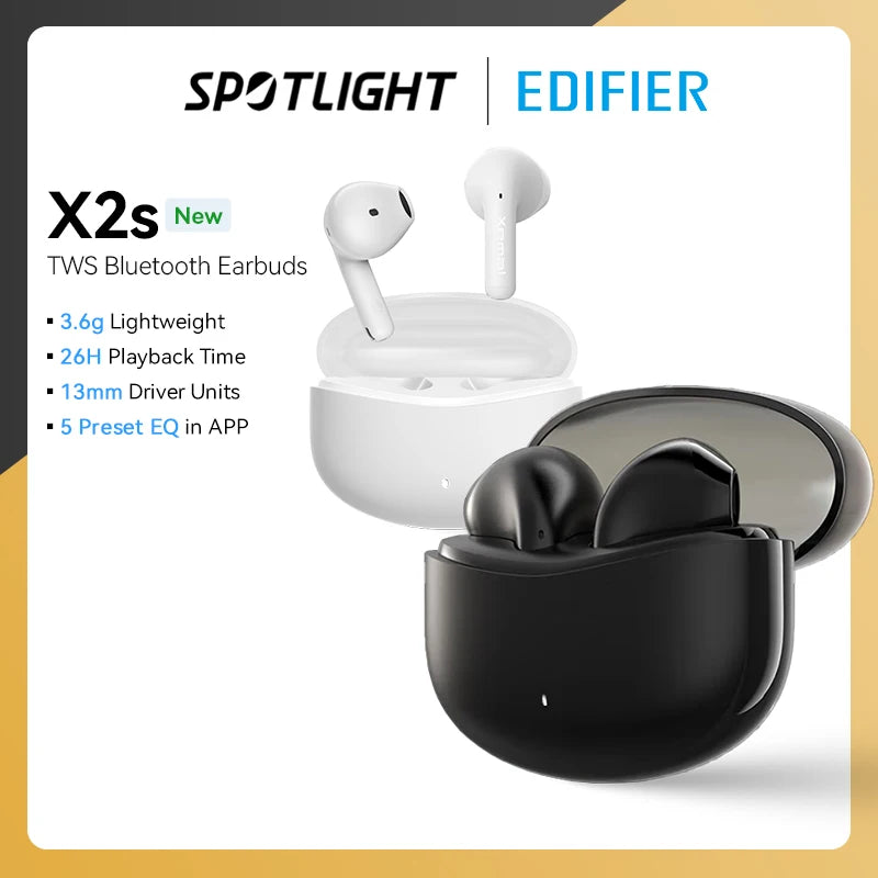 EDIFIER X2 TWS Earbuds Wireless Earphones Bluetooth 5.1 voice assistant 13mm driver touch control up to 28hrs playtime Game Mode