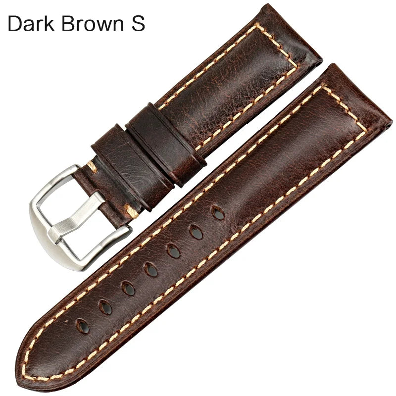 Watchband Watch Accessories Fashion Red Leather Watch Strap For Panerai SEIKO TISSOT Smartwatch Bracelet Vintage Watch Band