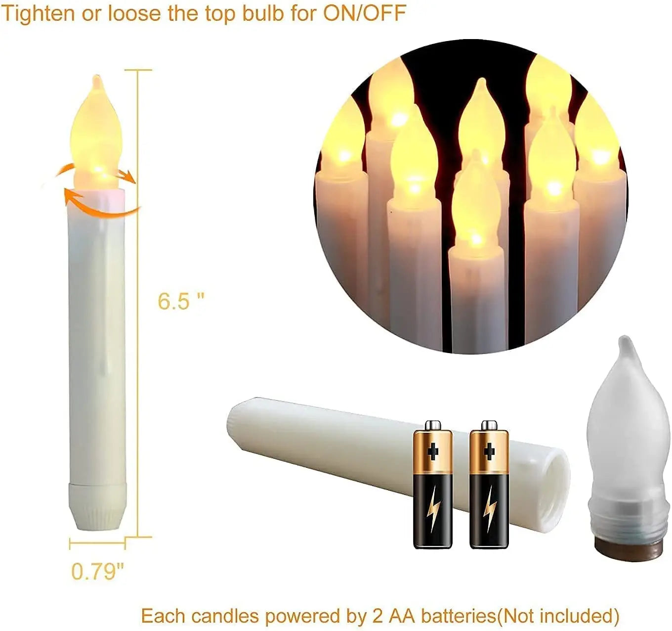 12PCS LED Flameless Electronic Candle Light Battery Operated Candles Taper Tealight LED Night Light For Christmas Wedding Decor