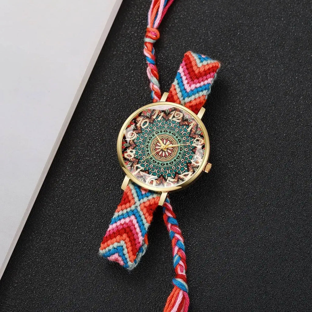 1/6/7PCS Fashion Women Watches Vintage Woven Strap Ladies Quartz Wristwatches Reloj Mujer（Without Box）