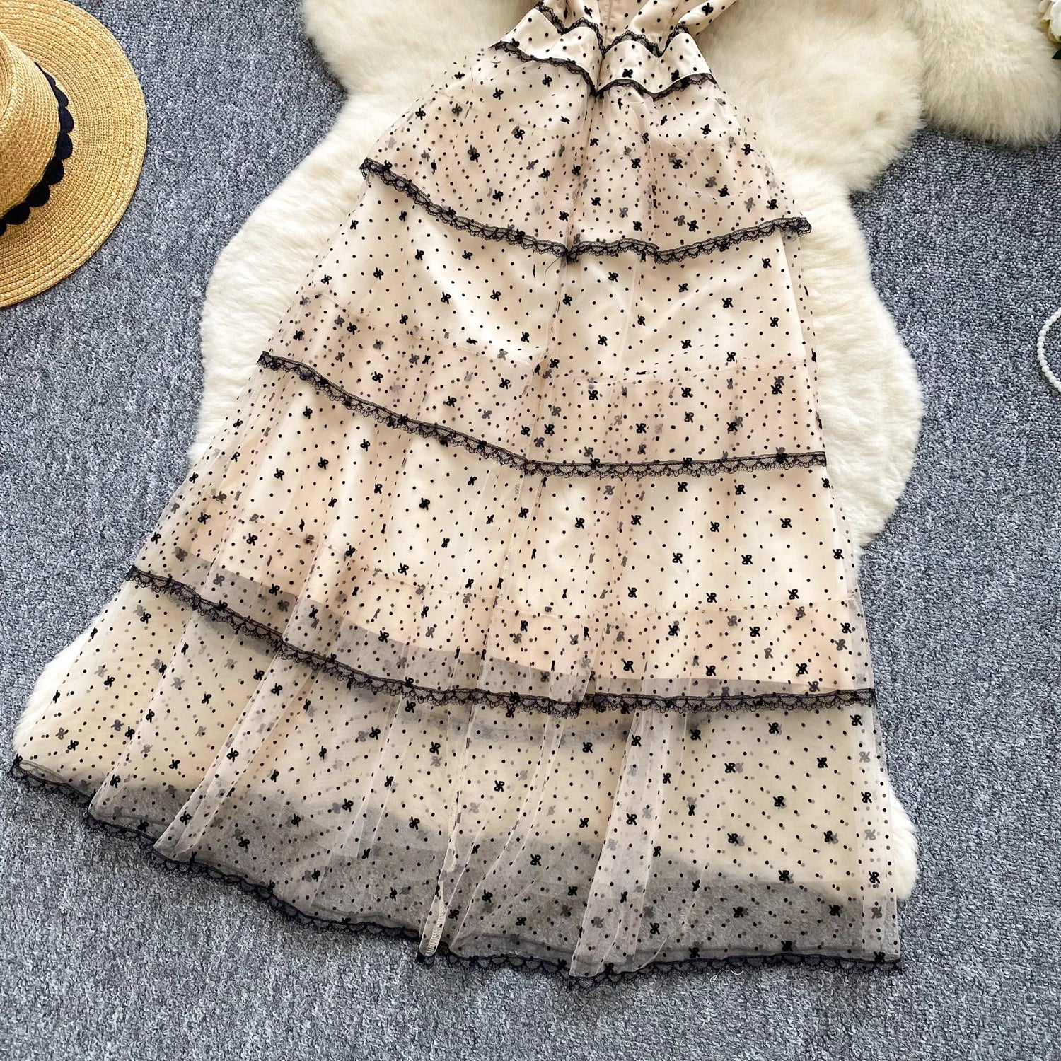 Ele Lace Splice Waist Cinched Me Dr Women's Summer New Sle Celebri Aosphere Super Fairy T Dr Skirt