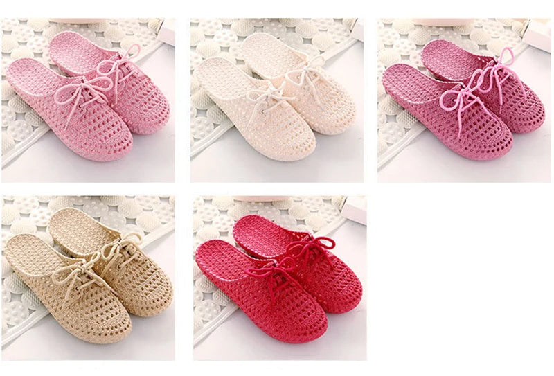 Summer Ladies Baotou Slippers with Hollow Fashion Soft Bottom Hole Shoes Women Wear Beach Sandals and Slippers