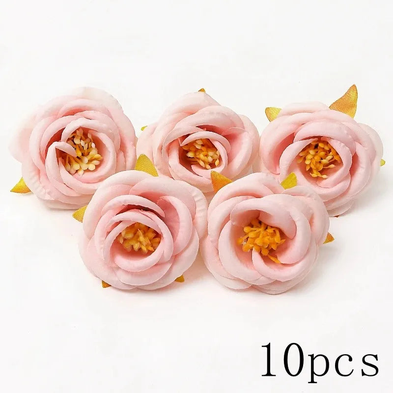 Pink Artificial Flowers Head For Wedding Home Room Decor DIY Fake Flowers For Decoration Birthday Party Craft Wreath Decoration