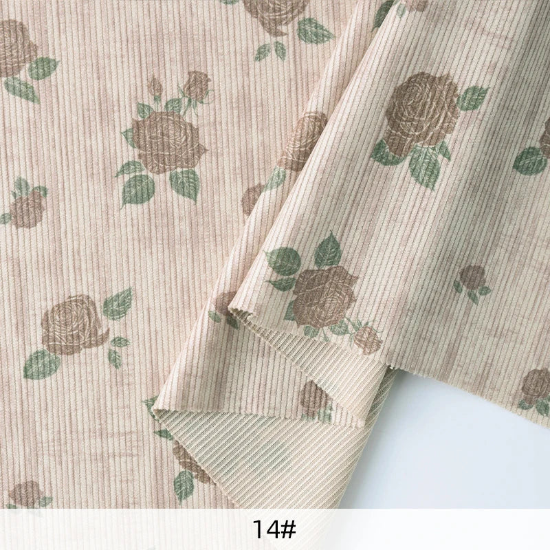 0.5/1/2Yard Ribbed Corduroy Fabric Vintage Style Colour Print Spring Autumn DIY Sewing Fabric Making Pants Jacket Clothing Cloth