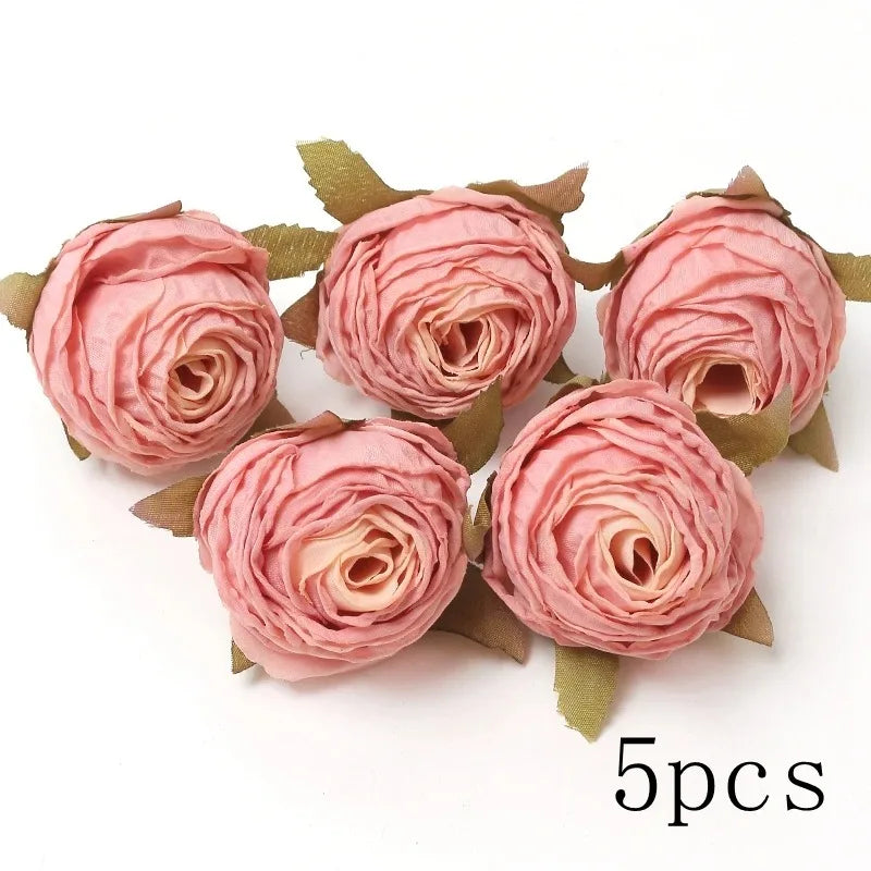Pink Artificial Flowers Head For Wedding Home Room Decor DIY Fake Flowers For Decoration Birthday Party Craft Wreath Decoration