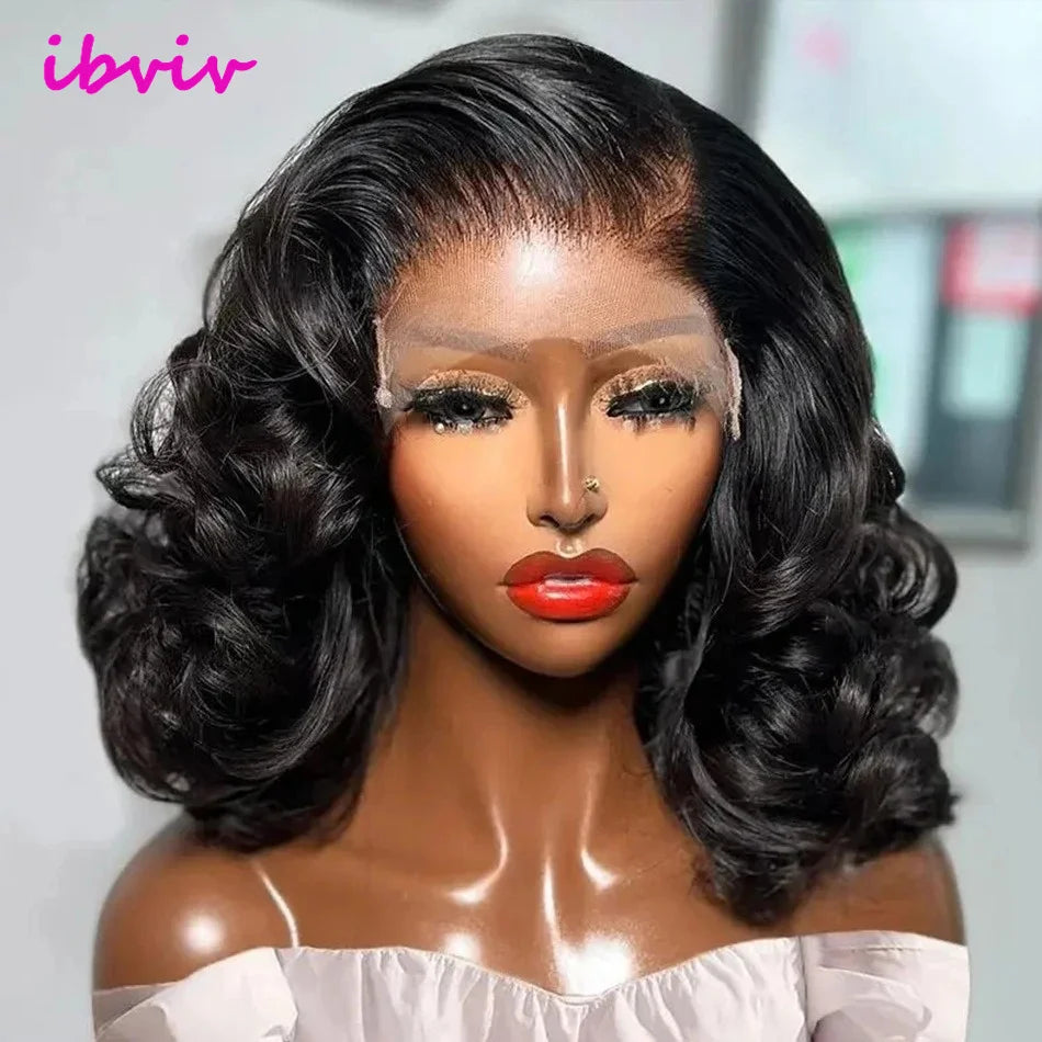 100% Raw Indian Virgin Hair Bouncy Wave 13x4 HD Lace Front Wigs Natural color 18" Wear and Go Ombre Bouncy Curly Glueless Wigs