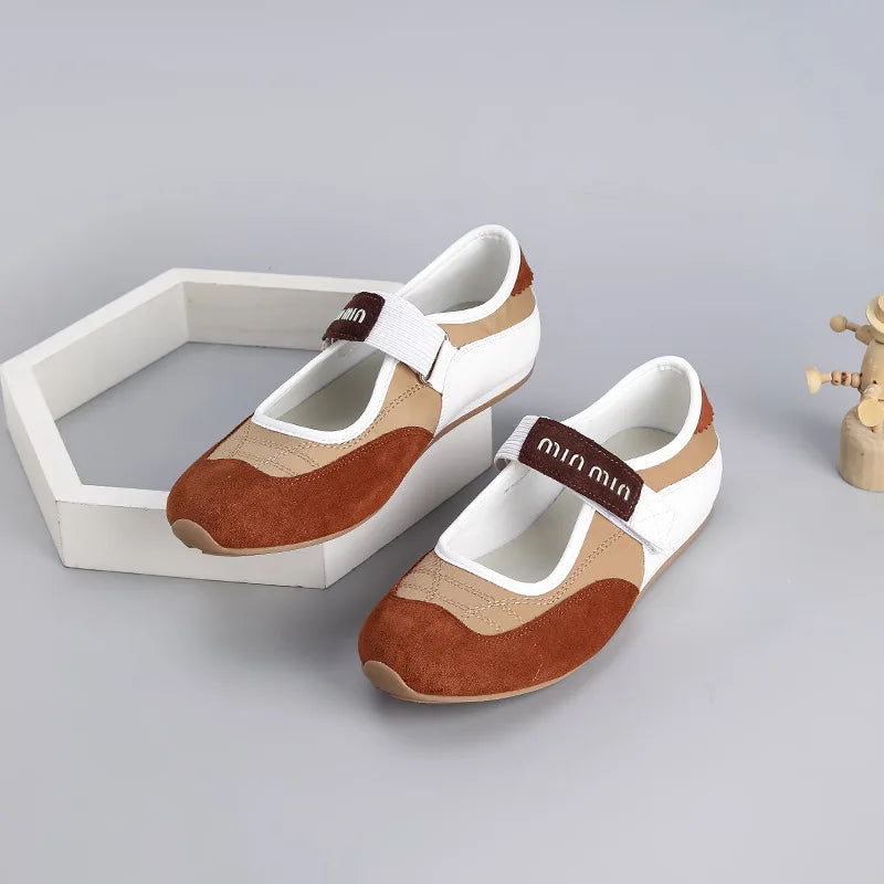 Spring and Autumn Women's Ballet Flat Shoes Retro Versatile  Shallow-mouth Single Shoes Fashion Hook Loop Casual Mary Jane Shoes