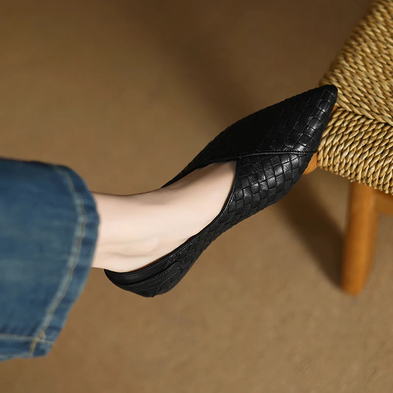 2025 New Summer Horsehair Leather Woman flats women Shoes pointed Toe Women Shoes Fashion Loafers Low Heel Flat Shoes