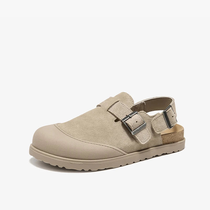 BEAUTODAY Casual Sandals Women Cow Suede Leather Buckle Strap Solid Color Round Toe Platform Fashion Ladies Shoes Handmade 34619