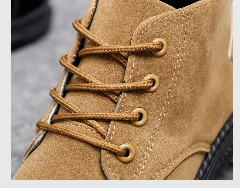 2025 New Men Shoes Luxury Suede Men Chelsea Boots Fashion Comfortable Lace Up Ankle Boots Outdoor Casual High Quality Men Boots