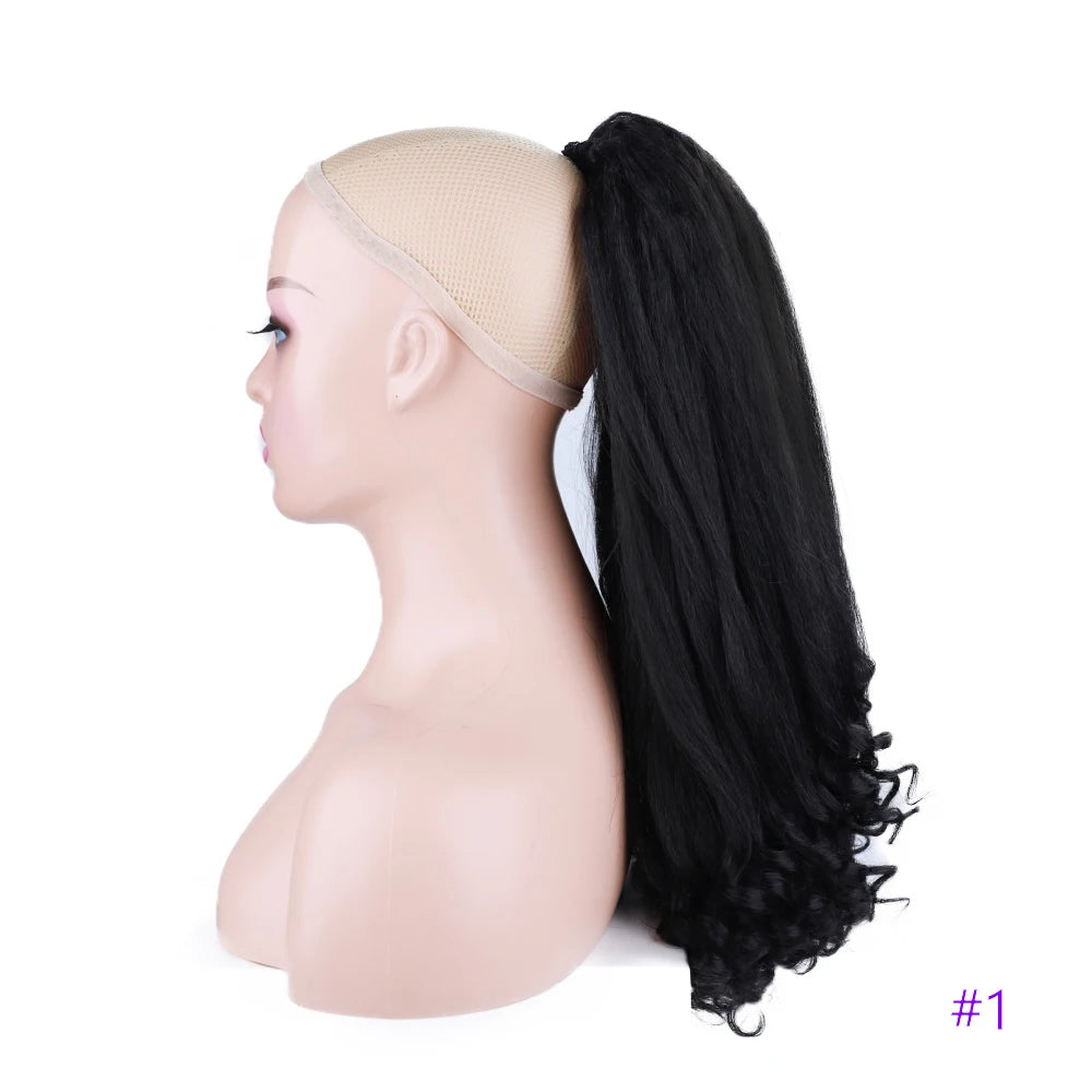 Synthetic Long Curly End Ponytail Extension Synthetic Draw-string Ponytail Clip-In Hair Extension For Women Natural Looking