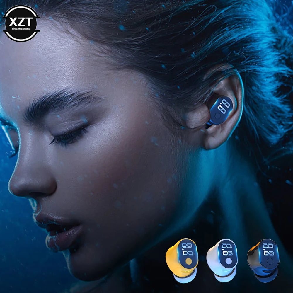 Mini Single Headphones Bluetooth-compatible5.2 Earphones Power Display TWS Wireless Earbuds Mic Support Voice Assistant Headsets