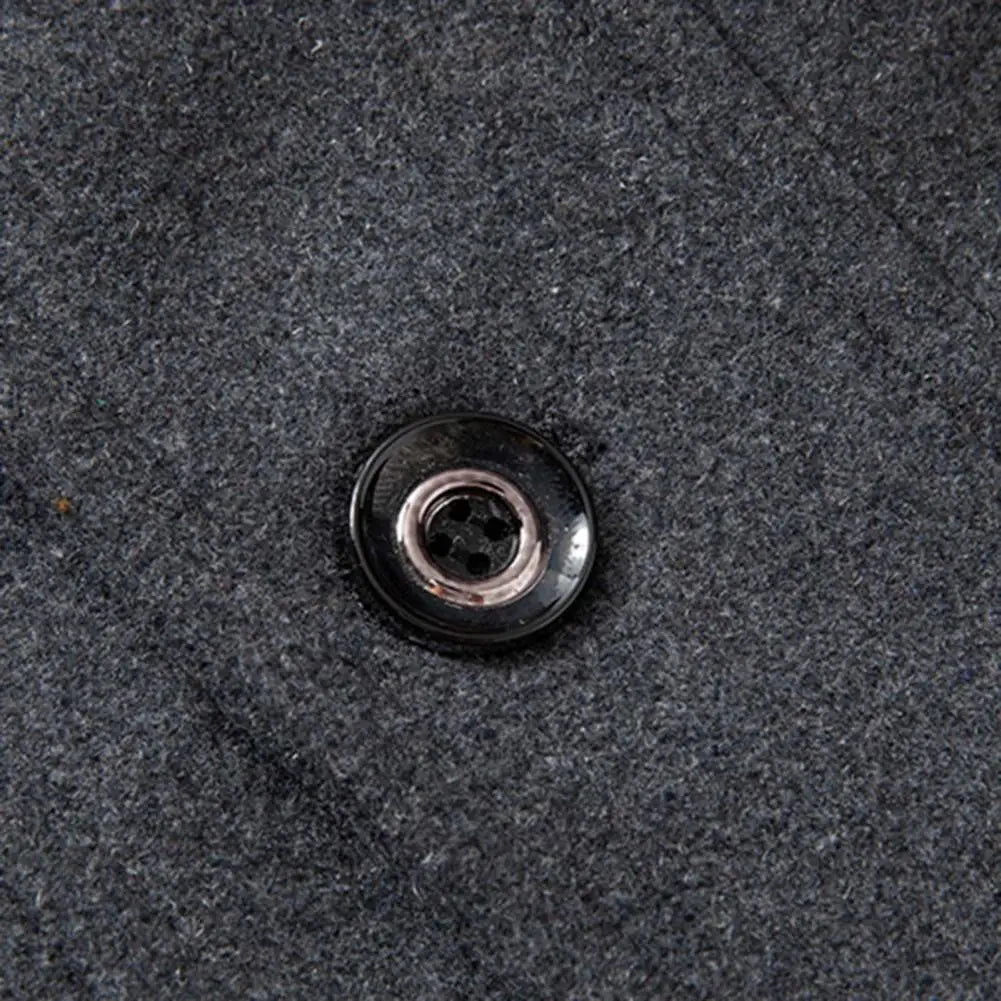 Stylish  Coat Temperament Zipper Buttons Coat Solid Color Autumn Winter Men Jacket for Business