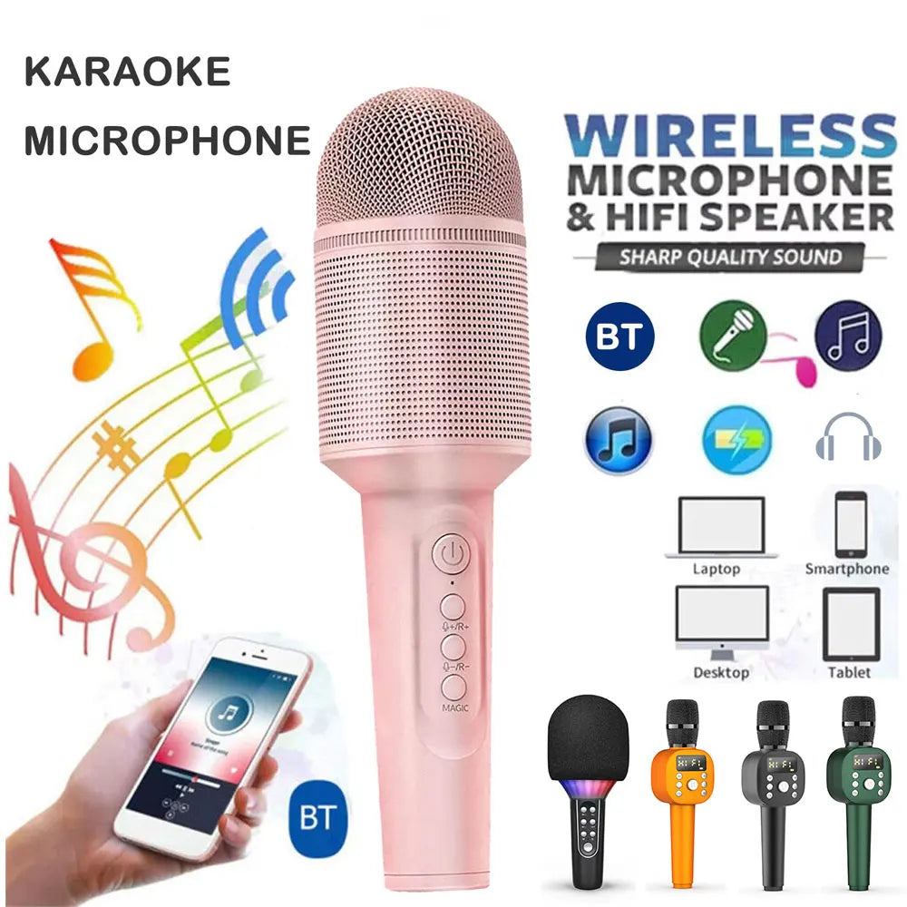 Karaoke Microphone Bluetooth Wireless Portable Home Singing Machine with Duet Sing/Record/Play/Reverb for Adult/Kid Gift