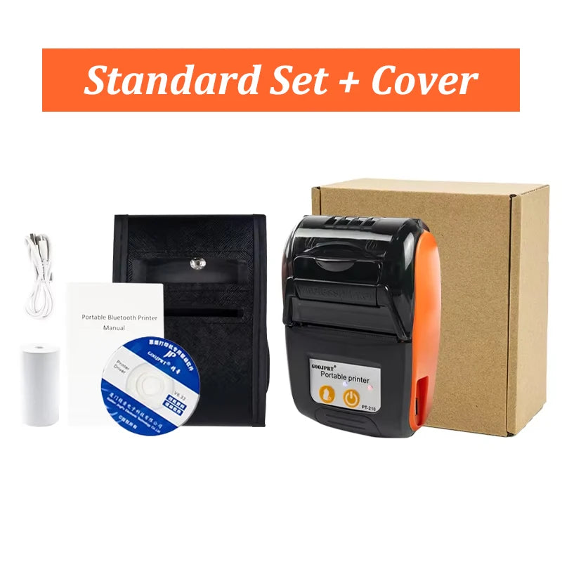 PT210 Mini Receipt Printer 58mm Portable Thermal Ticket Printer Android IOS Windows Wireless Bluetooth List Bill Maker With Plug