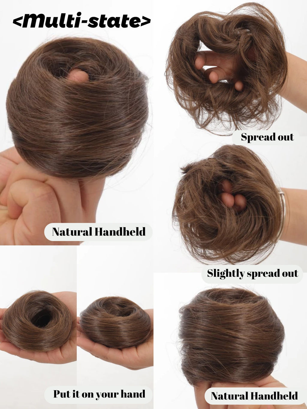 YELOWTIM Synthetic Chignon Elastic Rubber Band Fake Hair Bun Clip in on Hair Tail Extension Updo Hair Piece Ponytail For Women