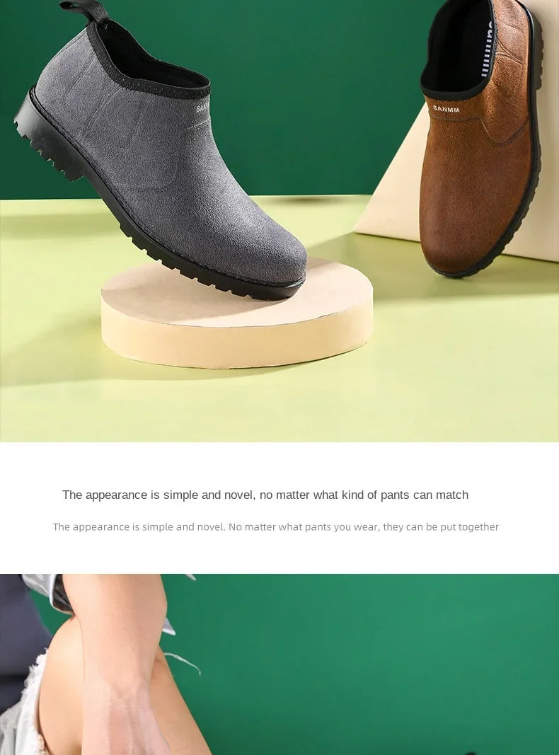 Men's Fashion Plastic Rain Boots  Spring and Autumn Non-slip Trend Low Cut Kitchen Fishing Work Car Wash Rubber Shoes Boots