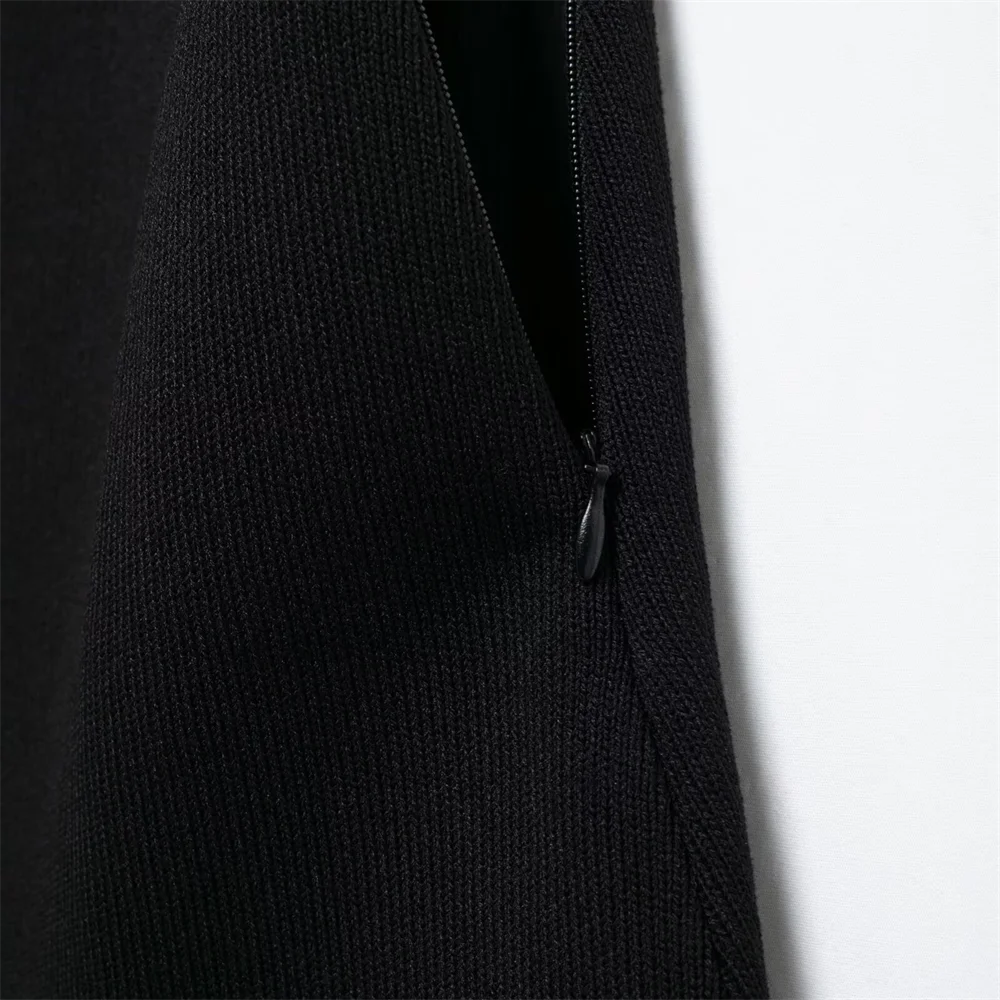 PB&ZA2024 Autumn New Women's Clothing Style Slimming Asymmetric Knitted Coat Small Folded Splicing Skirt Set