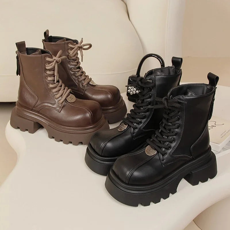 Women Flats Ankle Cool Boots Autumn Designer Platform Shoes 2024 New Brand Fashion Dress Chelsea Boots Walking Zapatillas Female