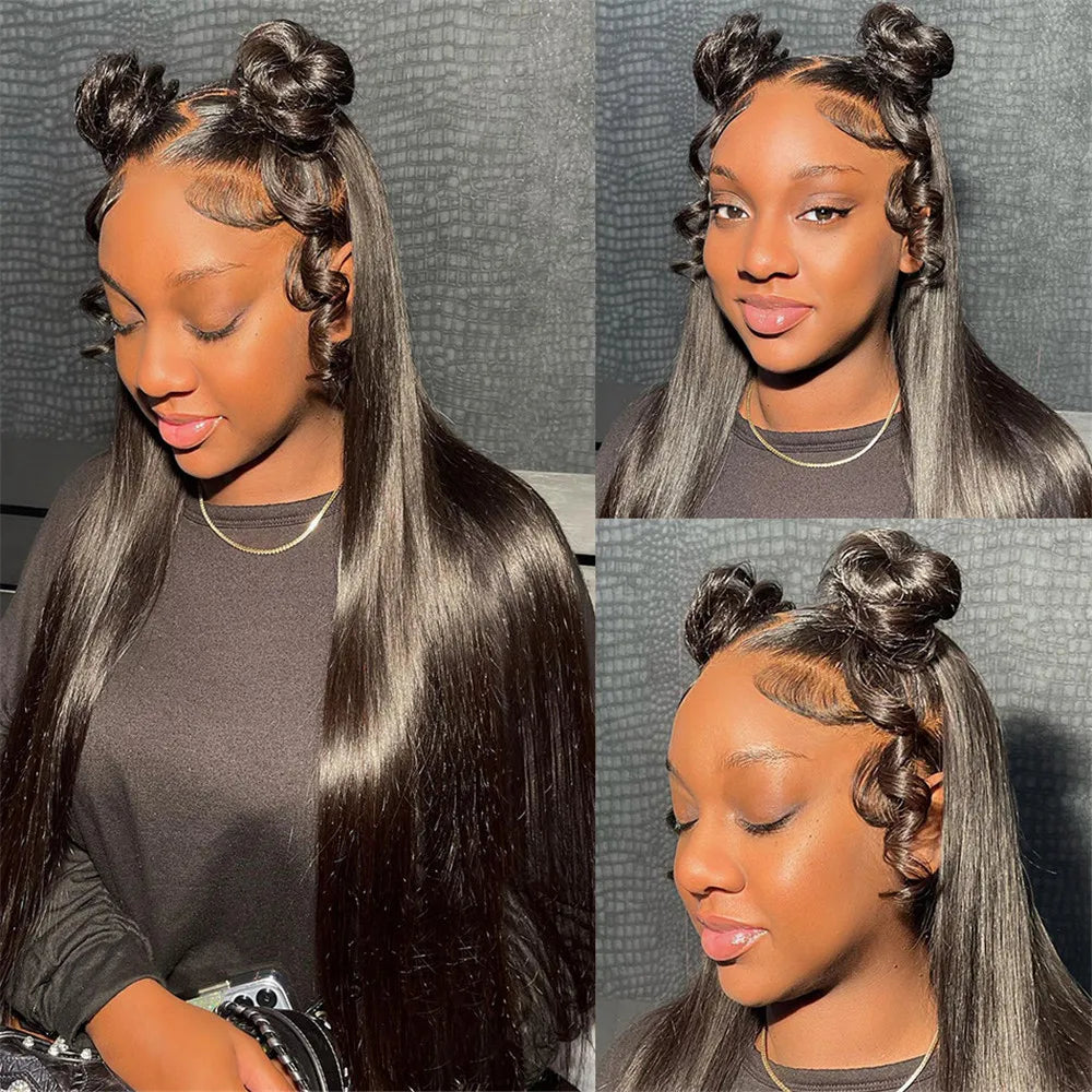 13x6 HD Straight Lace Frontal Wigs For Women Brazilian Transparent Lace Front Human Hair Wig 13x4 200 High Density 30 34 36 Inch