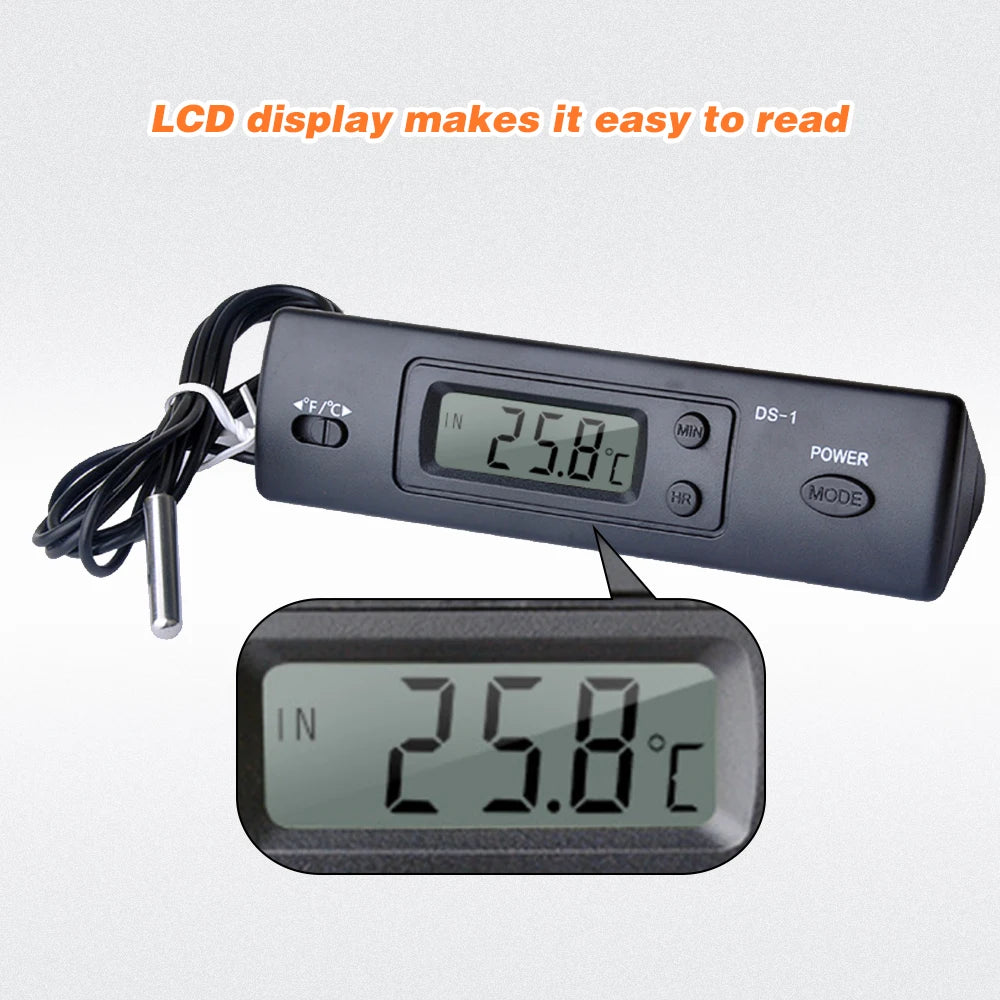 Mini Thermometer Electronic Digital Thermometer Indoor Outdoor Multi-Function Thermometer Time Temperature Display with Probe