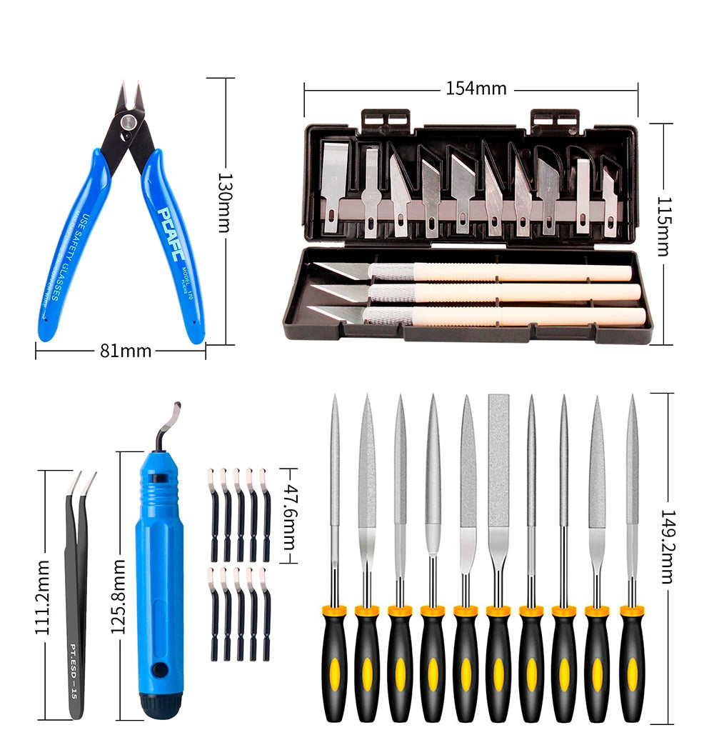 3D Printer Tool Kit Nozzle Cleaning Pliers Tweezers File Deburring Trimming and Grinding Tool Set 3D Printing Accessories