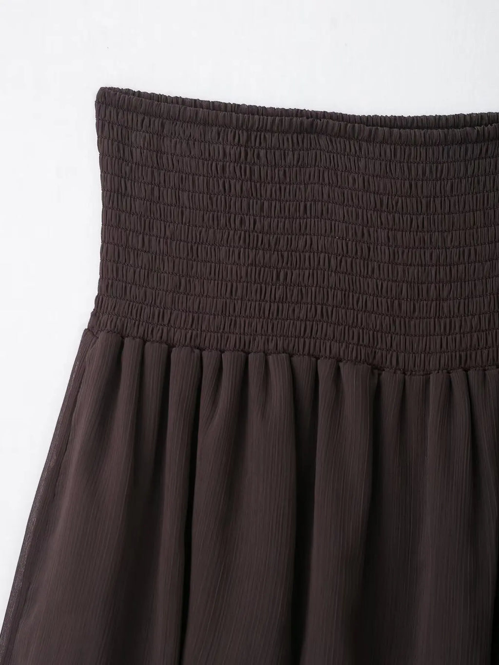 New High Street Women Brown Ruffled Pleated Midi Skirt High Elastic Waist Female Chic Lady Long Skirts