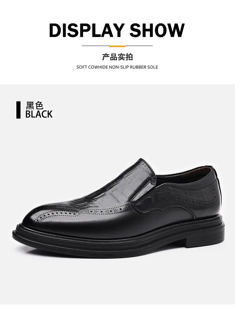 Leather Shoes for Men Wedding Formal Oxfords Business Casual Office Work Shoes for Men Classic Luxury Pointy Men's Dress Shoes