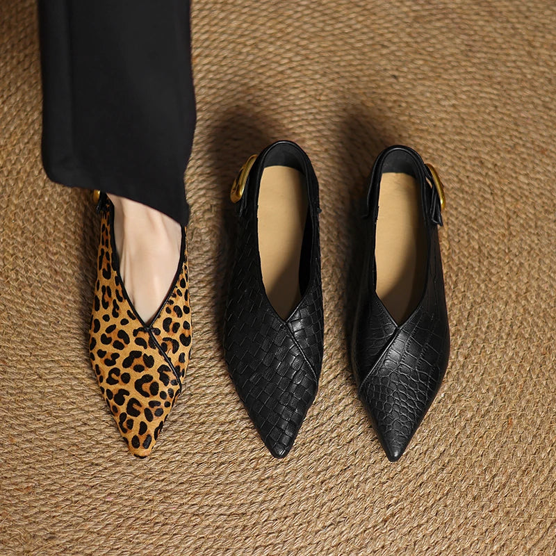 2025 New Summer Horsehair Leather Woman flats women Shoes pointed Toe Women Shoes Fashion Loafers Low Heel Flat Shoes