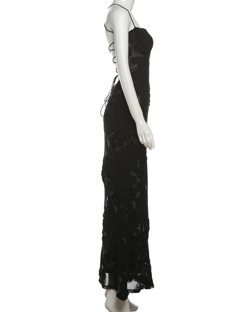 Cutenew Trend Sleeveless Women Maxi Dresses Fashion Sexy Suspendency Low Neck Backless Bandage Bodycon Female Party Long Robe