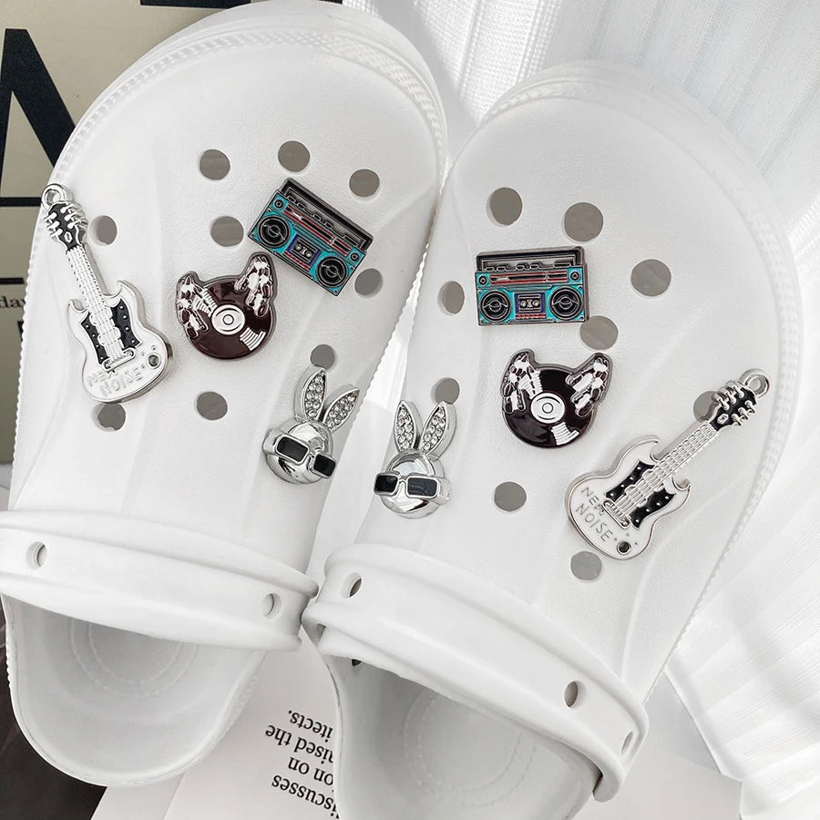 8pcs Animal Rock Music Guitar Detachable Charm Shoe Decorations, Suitable for Crocs Clogs Bogg Bags Party Gift Idea