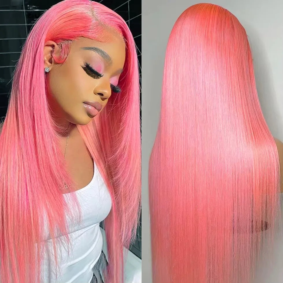 30 40 Inch Pink Lace Front Wig Human Hair For Women 13x4 Hd Lace Frontal Wig Brazilian 13x6 Colored Straight Lace Front Wigs