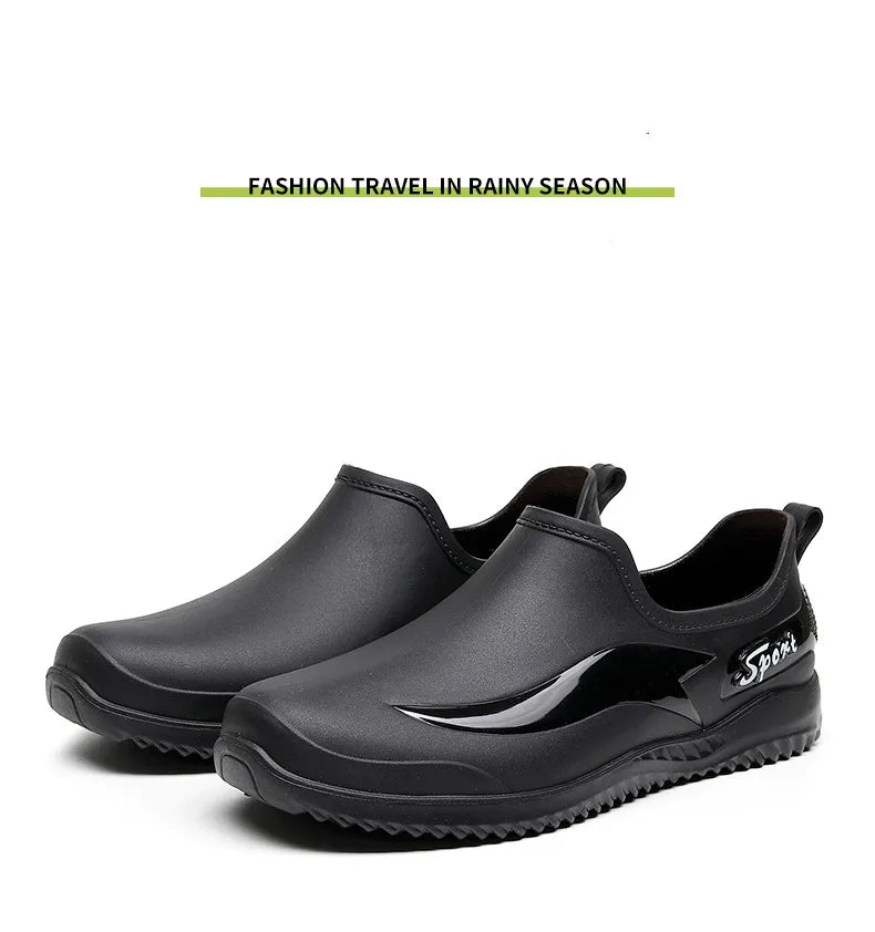 Low-top Rain Boots Women's Kitchen Water Boots Waterproof Exterior Wear Casual Flat Work Non-slip Lightweight Men's Rain Boots