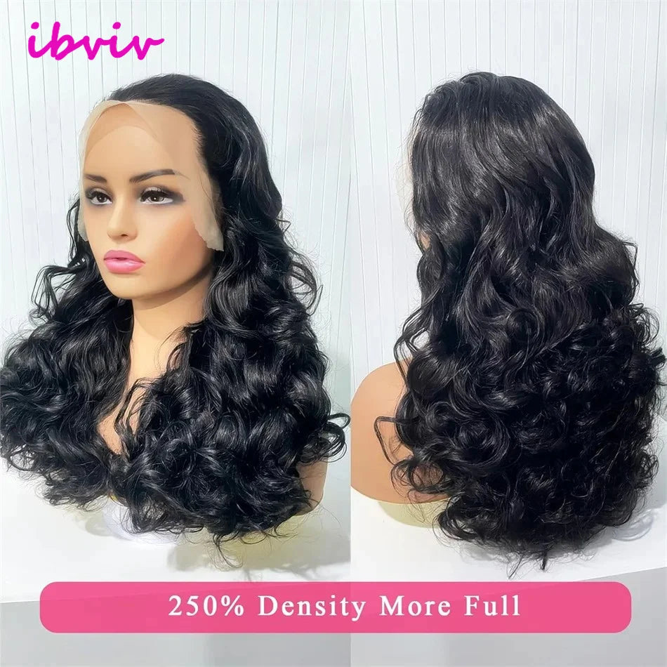 100% Raw Indian Virgin Hair Bouncy Wave 13x4 HD Lace Front Wigs Natural color 18" Wear and Go Ombre Bouncy Curly Glueless Wigs