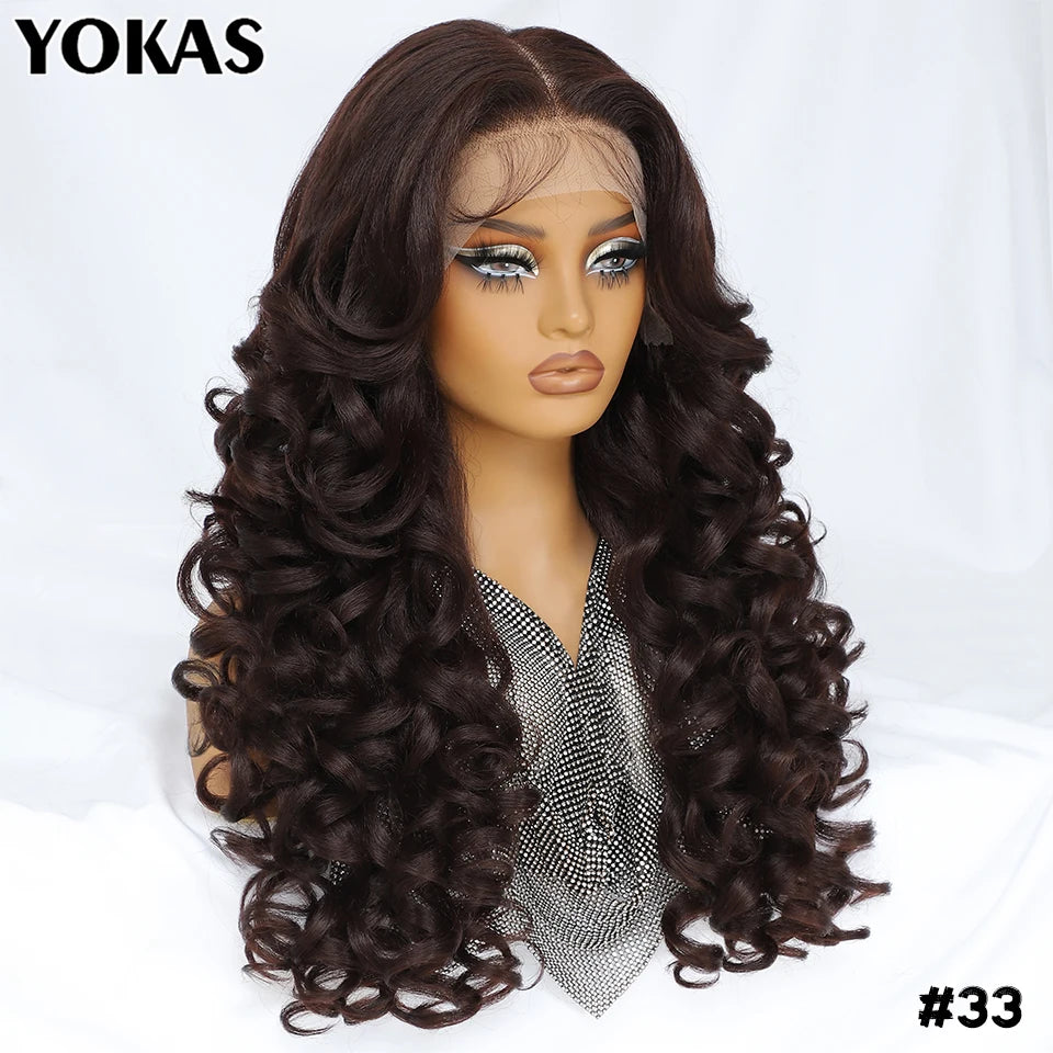 Latisha Lace Frontal Wig Synthetic 13x6 Curly Pre-Plucked Lace Frontal Wig With Baby Hair For Female 24" Lace Frontal Women Wigs