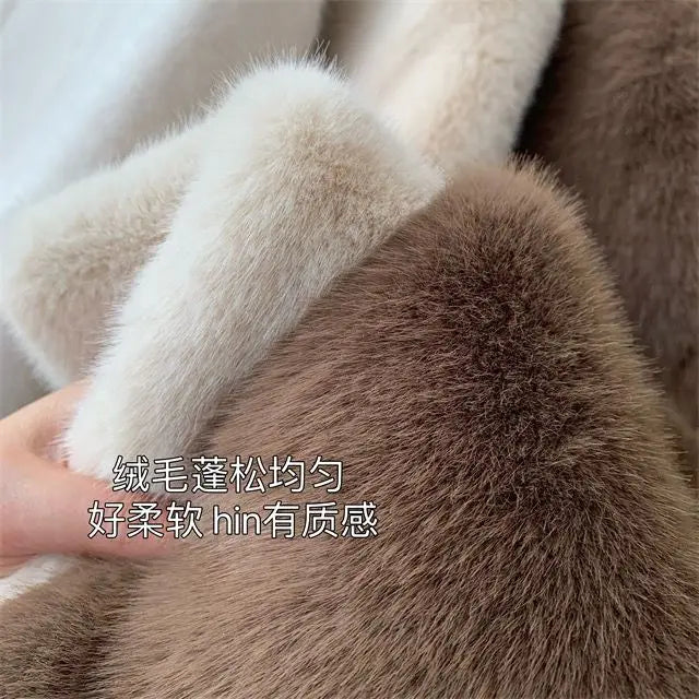 Spring Autumn Lady Short Leather Fur Outwear 2024 Women Fashion Stand Collar Mink Fur Top Female Long Sleeves Fox Jacket