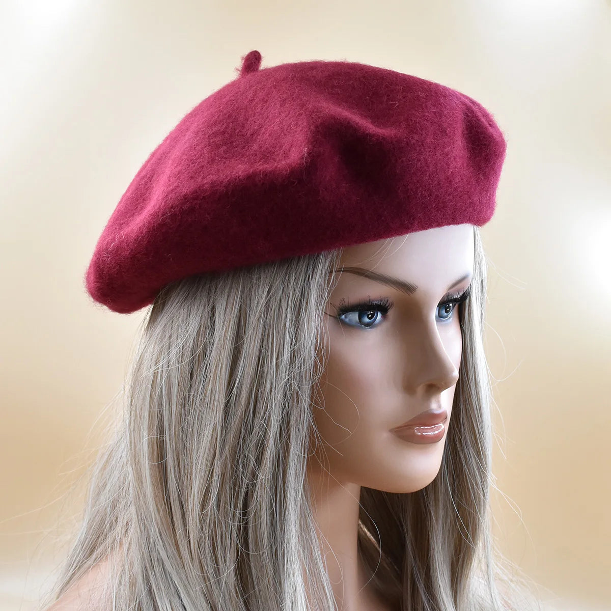 New Women black pink Berets Hat Fashion Solid Color Wool Knitted With Ladies Beanie Beret Hat Warm Autumn and winter Cap