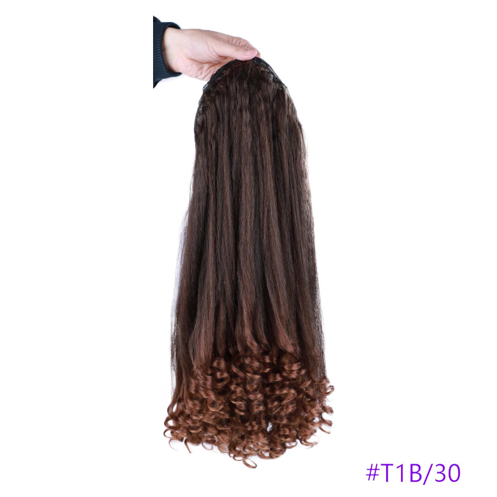 Synthetic Long Curly End Ponytail Extension Synthetic Draw-string Ponytail Clip-In Hair Extension For Women Natural Looking