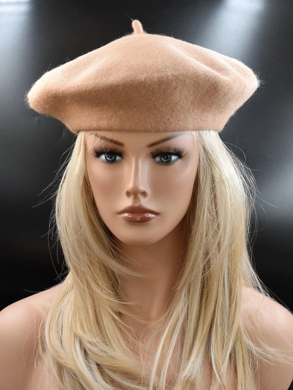 New Women black pink Berets Hat Fashion Solid Color Wool Knitted With Ladies Beanie Beret Hat Warm Autumn and winter Cap