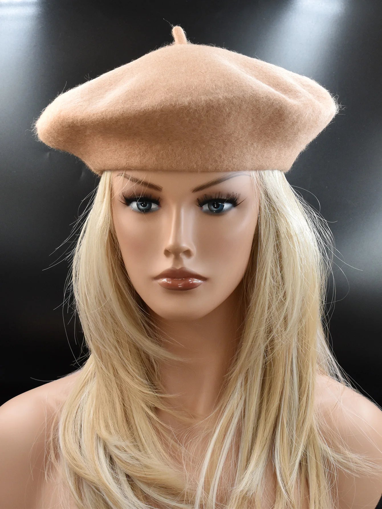 New Women black pink Berets Hat Fashion Solid Color Wool Knitted With Ladies Beanie Beret Hat Warm Autumn and winter Cap