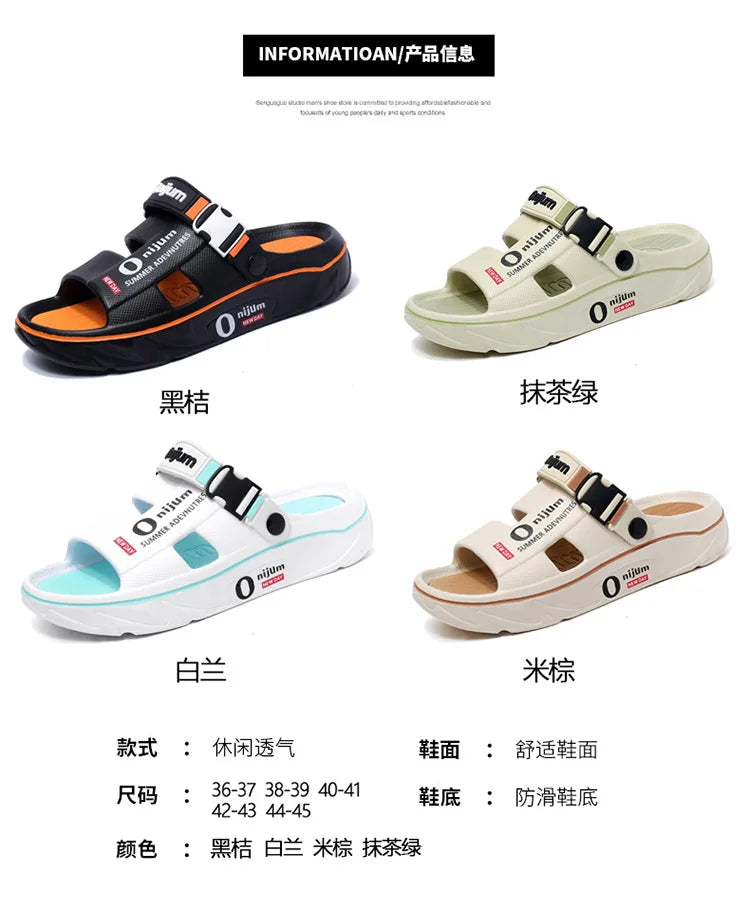 Summer Shoes Men Men's Sandals Anti-odor Thick Bottom Home Slippers Male Fashion New Anti-slip and Wear-resistant 2025 Eva Beach