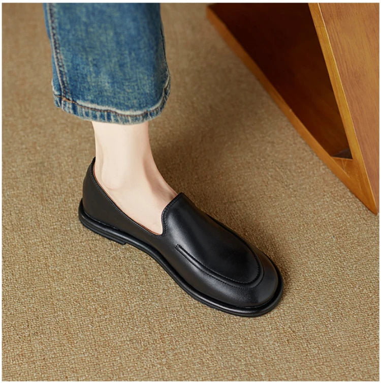 CICIYANG Loafers Women 2025 New Spring Round Toe One Foot Slip-on Shoes Women Genuine Leather Soft Flats Shoes Women