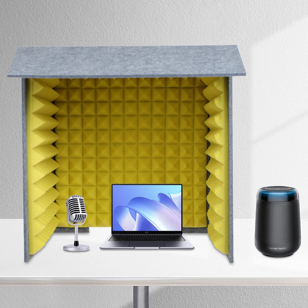 Professional Foldable & Portable Desktop Soundproof Booth, 23.6" Cube with Dual-Layer Acoustic Panels for Recording/Streaming